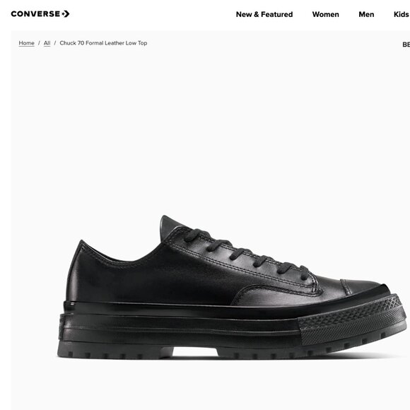 Converse Chuck 70 Formal Leather Low Top - Black/Black/Black / Men's 4 / Women's - Picture 1 of 8
